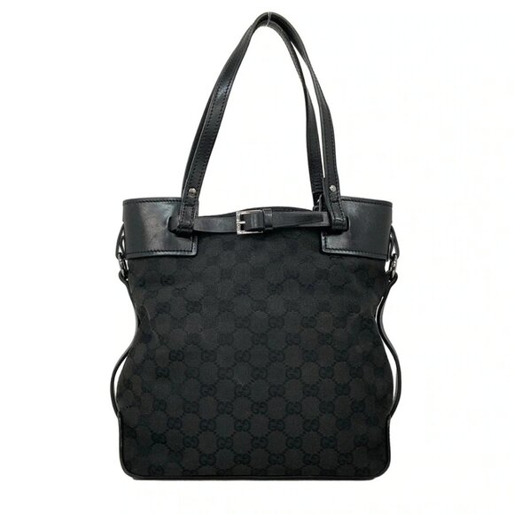 GUCCI - 107757 Black Jacquard Leather Tote Bag